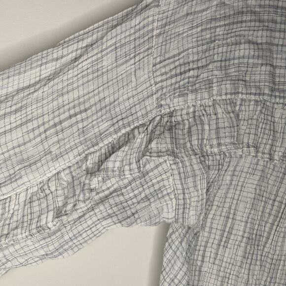 Cottagecore Prairie Plaid Ruffle Button Front Blouse Preppy Minimalist Medium - Picture 3 of 7